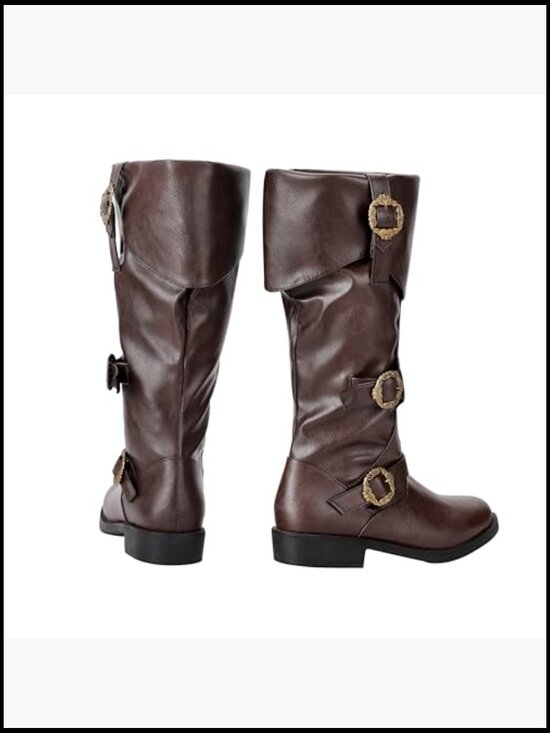 Men Renaissance Pirate Boots Medieval Steampunk Cosplay Shoes Halloween main image 6